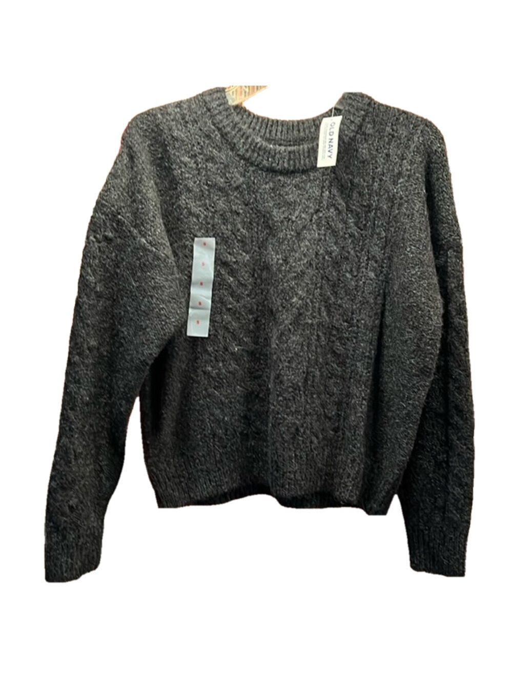 Old Navy Sweater, Size S, PTP 22”, Length 23”, Dark Gray, Cabled Front